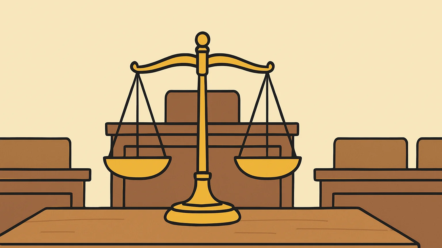 Symbolic illustration: a brass balance scale of justice