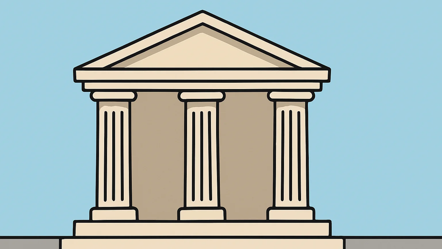 Symbolic illustration: the stone columns and front steps of a courthouse