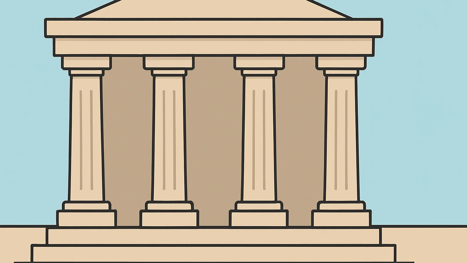 Symbolic illustration: the stone columns and front steps of a courthouse
