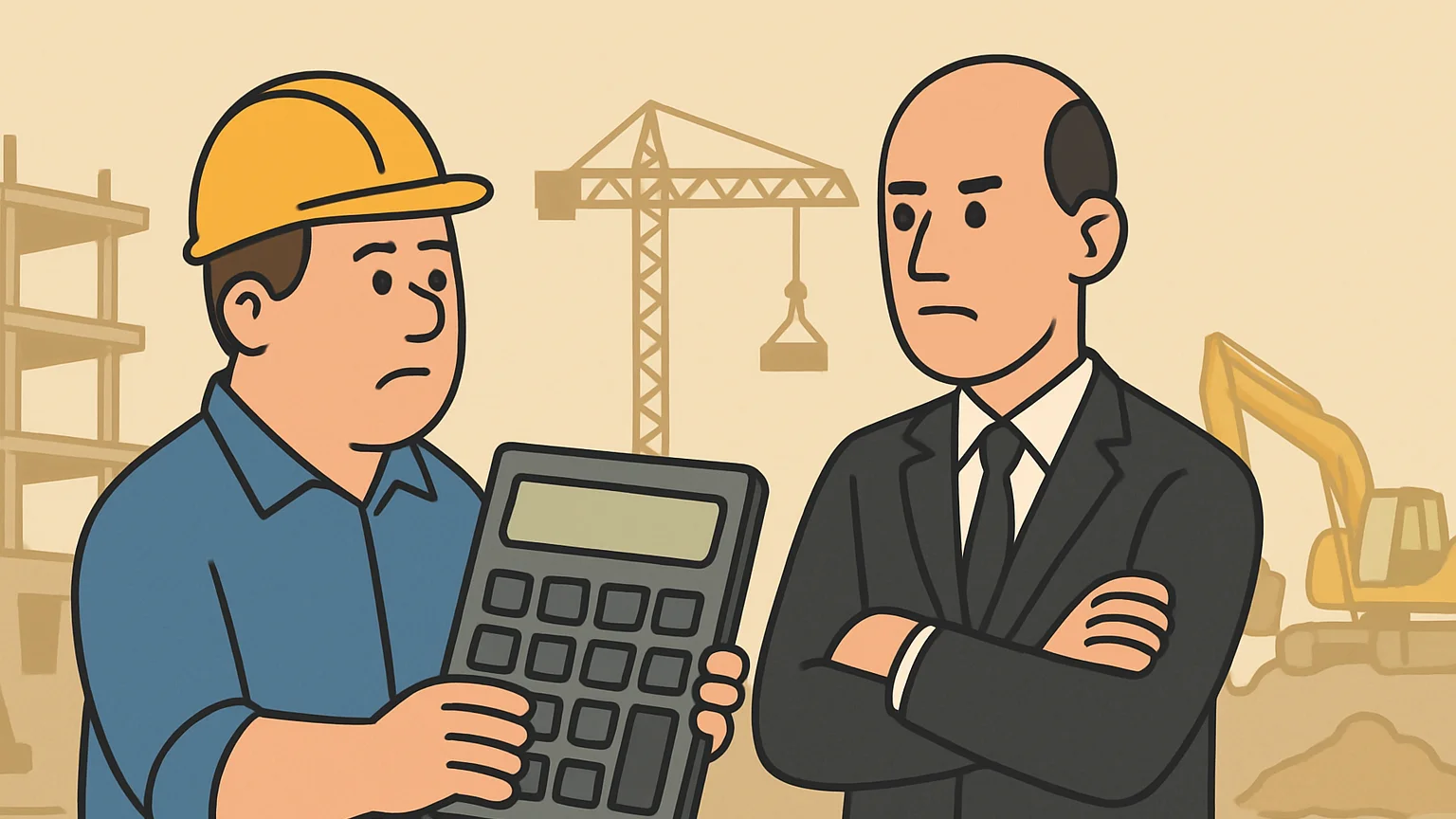 A construction company representative faces an enforcement officer over a fine.