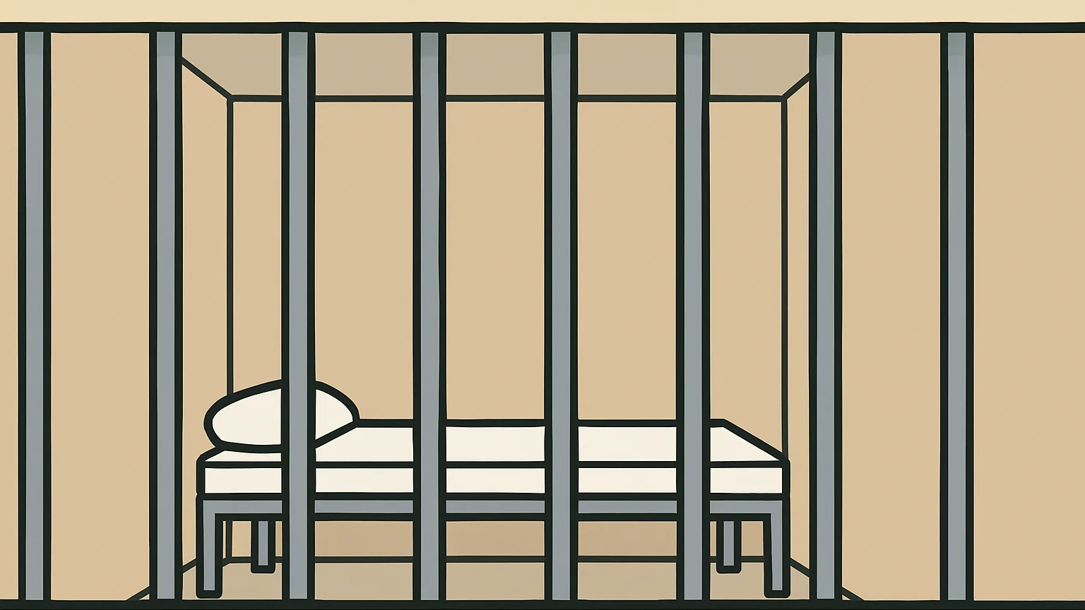 Symbolic illustration: a row of steel prison bars
