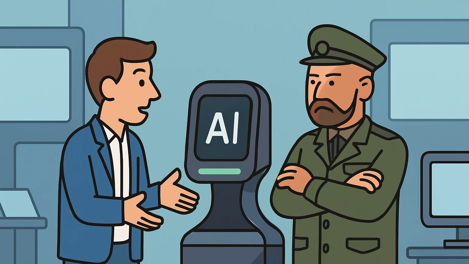 An AI executive and a military official clash over the exclusion of AI technology.