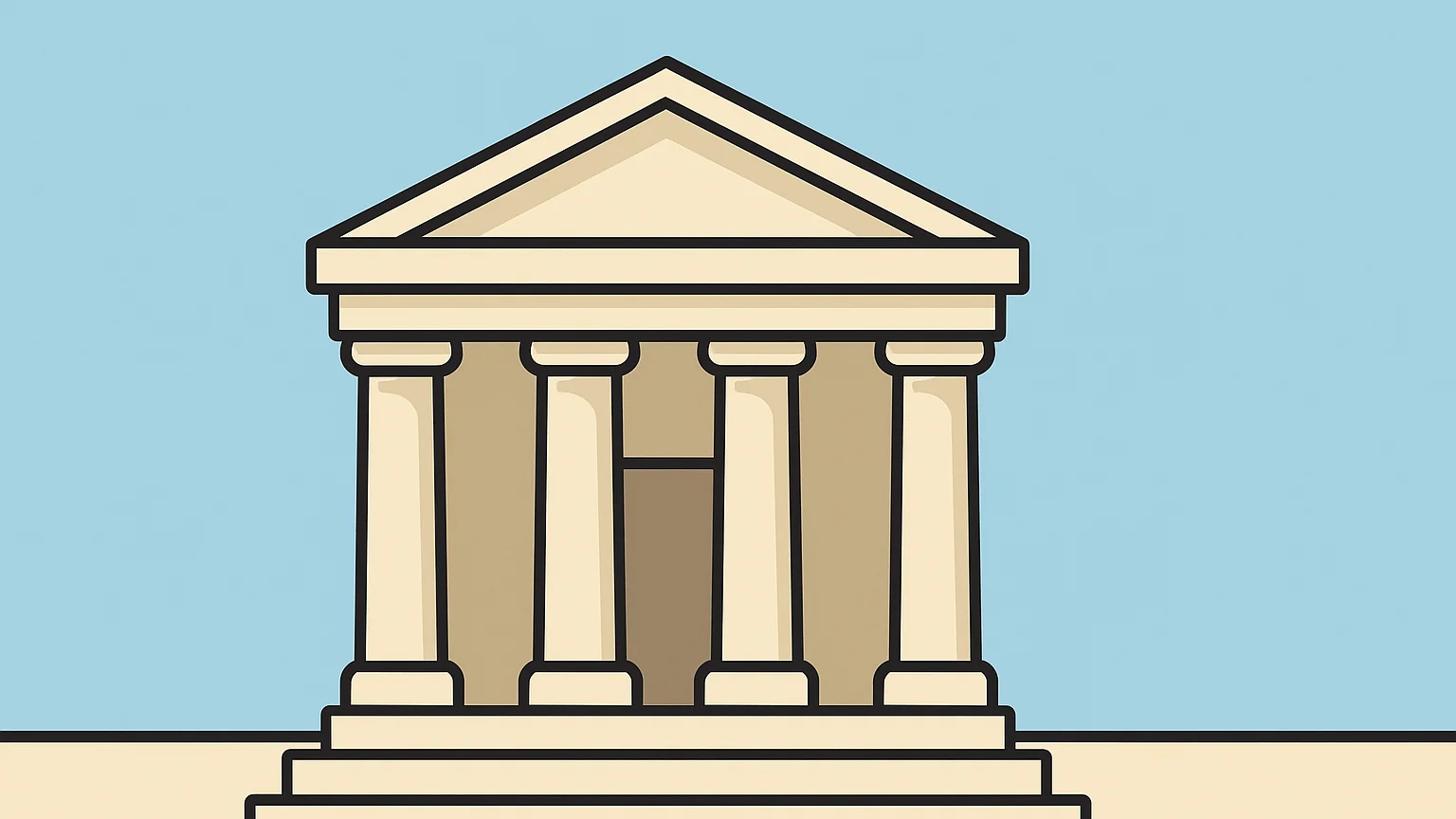 Symbolic illustration: the stone columns and front steps of a courthouse