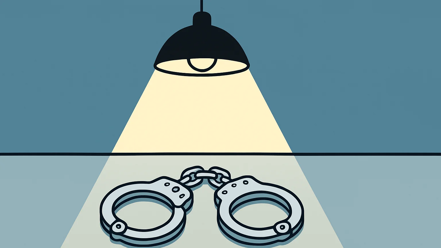 Symbolic illustration: a pair of steel handcuffs